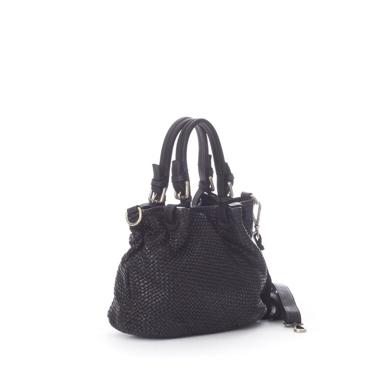 Vintage mīkstā ādas soma Melnā krāsā, ražots Itālijā